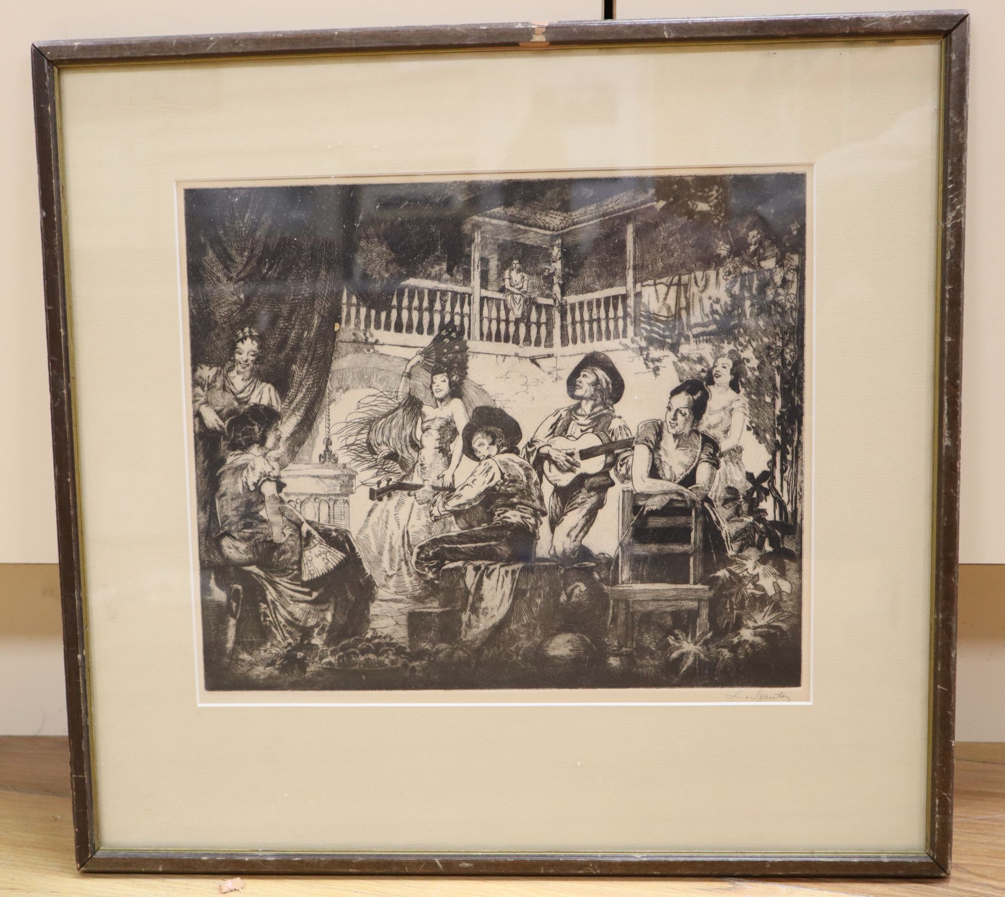 Louis Szanto (1889-1965), etching, Spanish Fiesta, signed in pencil, 26 x 31cm